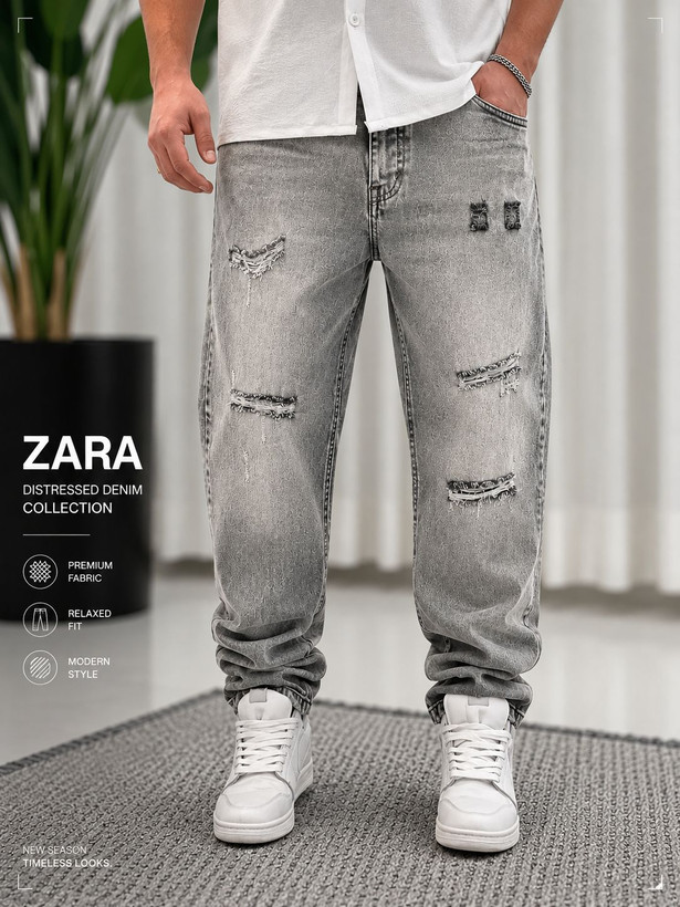 شلوار جین مام فیت زاپ دار ترک مردانه و پسرانه